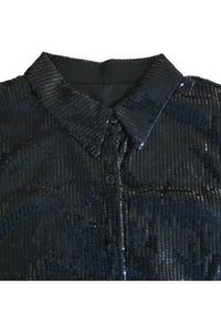 Sequins Long Dressy Solid Shirt
