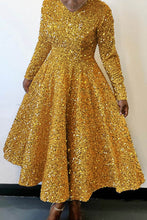 Load image into Gallery viewer, Sexy Solid Maxi Dress Long Sleeve Sequins

