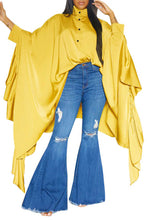 Load image into Gallery viewer, SEXY SHIRT TOP LONG CAPE SLEEVE BUTTON FRONT
