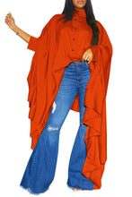 Load image into Gallery viewer, SEXY SHIRT TOP LONG CAPE SLEEVE BUTTON FRONT
