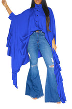 Load image into Gallery viewer, SEXY SHIRT TOP LONG CAPE SLEEVE BUTTON FRONT
