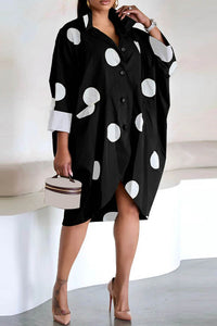 Midi Dress Long Sleeve Button Front