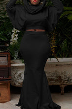 Load image into Gallery viewer, SOLID SETS LONG SLEEVE MAXI SKIRT HOODED
