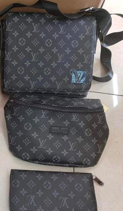 3 piece Gray & Black Louie Vuitton Bag ***one color only!