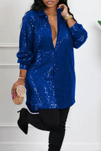 Load image into Gallery viewer, Sequins Long Dressy Solid Shirt
