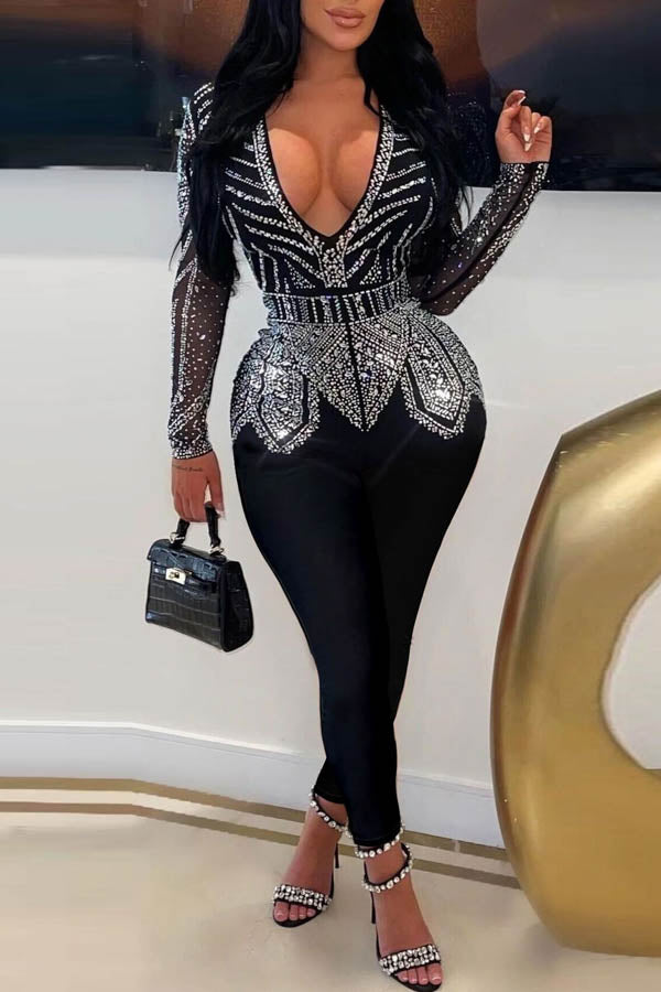 SEXY SOLID JUMPSUIT LONG SLEEVE