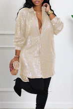 Load image into Gallery viewer, Sequins Long Dressy Solid Shirt
