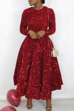 Load image into Gallery viewer, Sexy Solid Maxi Dress Long Sleeve Sequins
