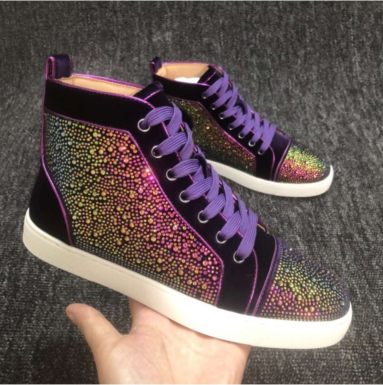 Purple Rhinestone Sneakers