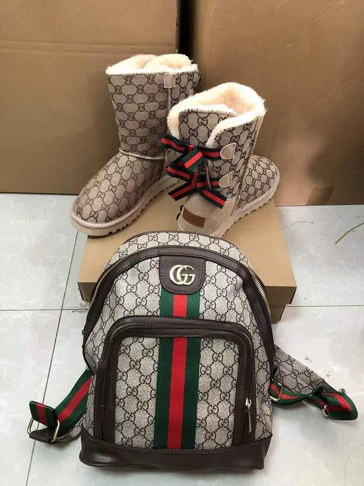 Gucci Women Uggs w/ bookbag, purse set