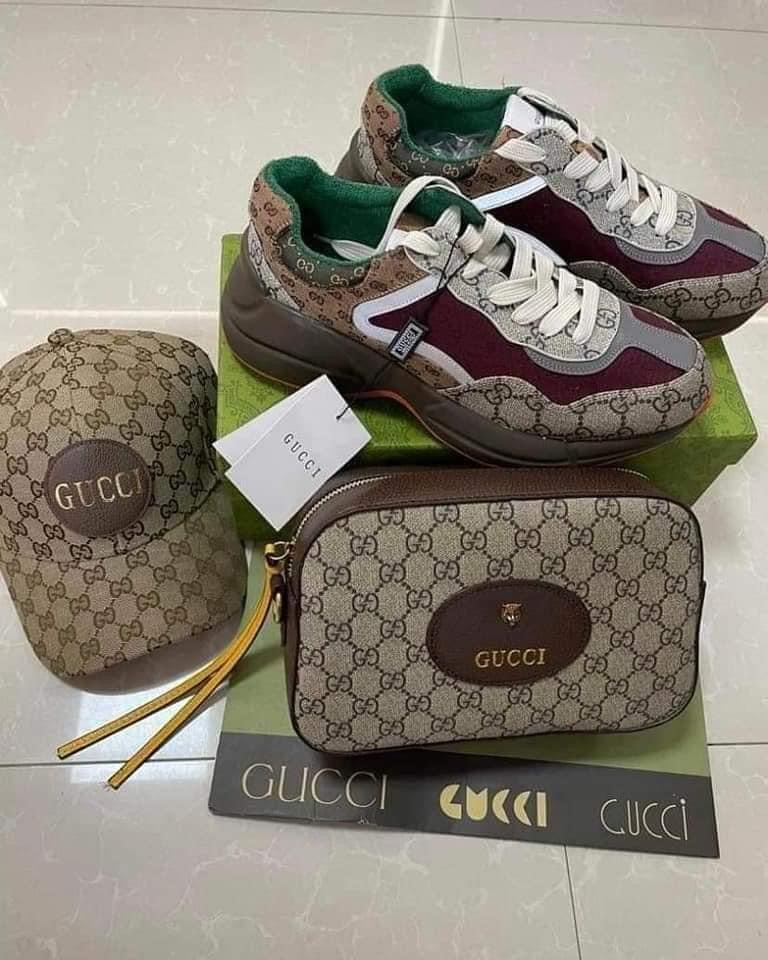 Gucci Set (Sneakers, Hat, and Purse)