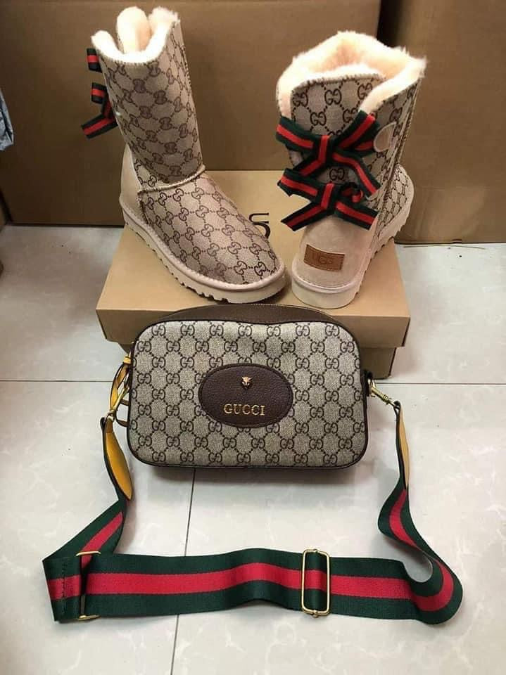 Gucci UGGs with matching purse