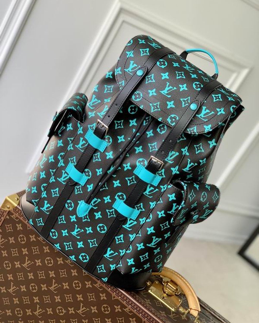Turquoise/Black LV Book Bag