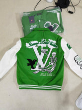 Load image into Gallery viewer, Green Louis Vuitton Letterman Jacket w/ Jordan 4’s
