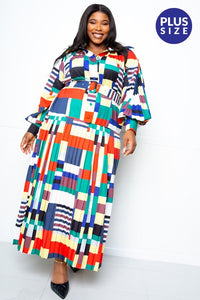 Multi plaid shirt maxi dress