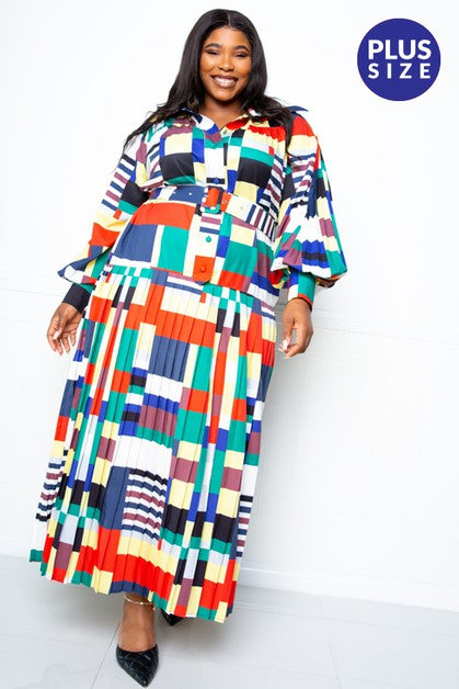 Multi plaid shirt maxi dress