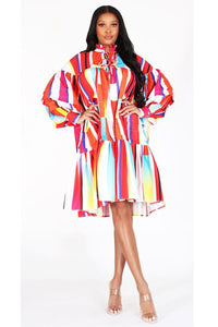 Solid Ruffle Waist Tie Open Back Midi Dress