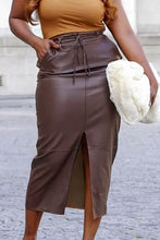 Load image into Gallery viewer, SKIRTS SOLID COLOR FAUX LEATHER
