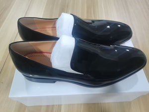 Red Bottoms Dandelion Flats Black Suede Patent Leather