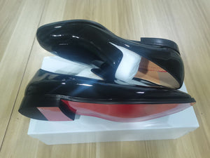 Red Bottoms Dandelion Flats Black Suede Patent Leather