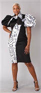 For Her 81885 Text Color block Puff Sleeve Dress