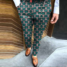 Load image into Gallery viewer, Spring Pattern Circle Printing Pants Business Men Casual Buttoned Design Suit Pants Autumn Pocket Man Leggings Trousers
