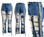 Load image into Gallery viewer, Highlight HT1912025 Distressed fringe Denim Pant
