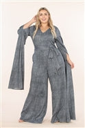 Karen T designs 9168 Split sleeve Belted Knit Jumpsuit