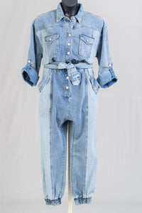 L'atiste by Army PLJ21240X Two Tone Denim PlusSize Jumpsuit