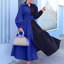 Load image into Gallery viewer, Women Lapel Belt Waist Long Dress
