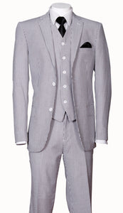 3pc seersucker suit with vest.