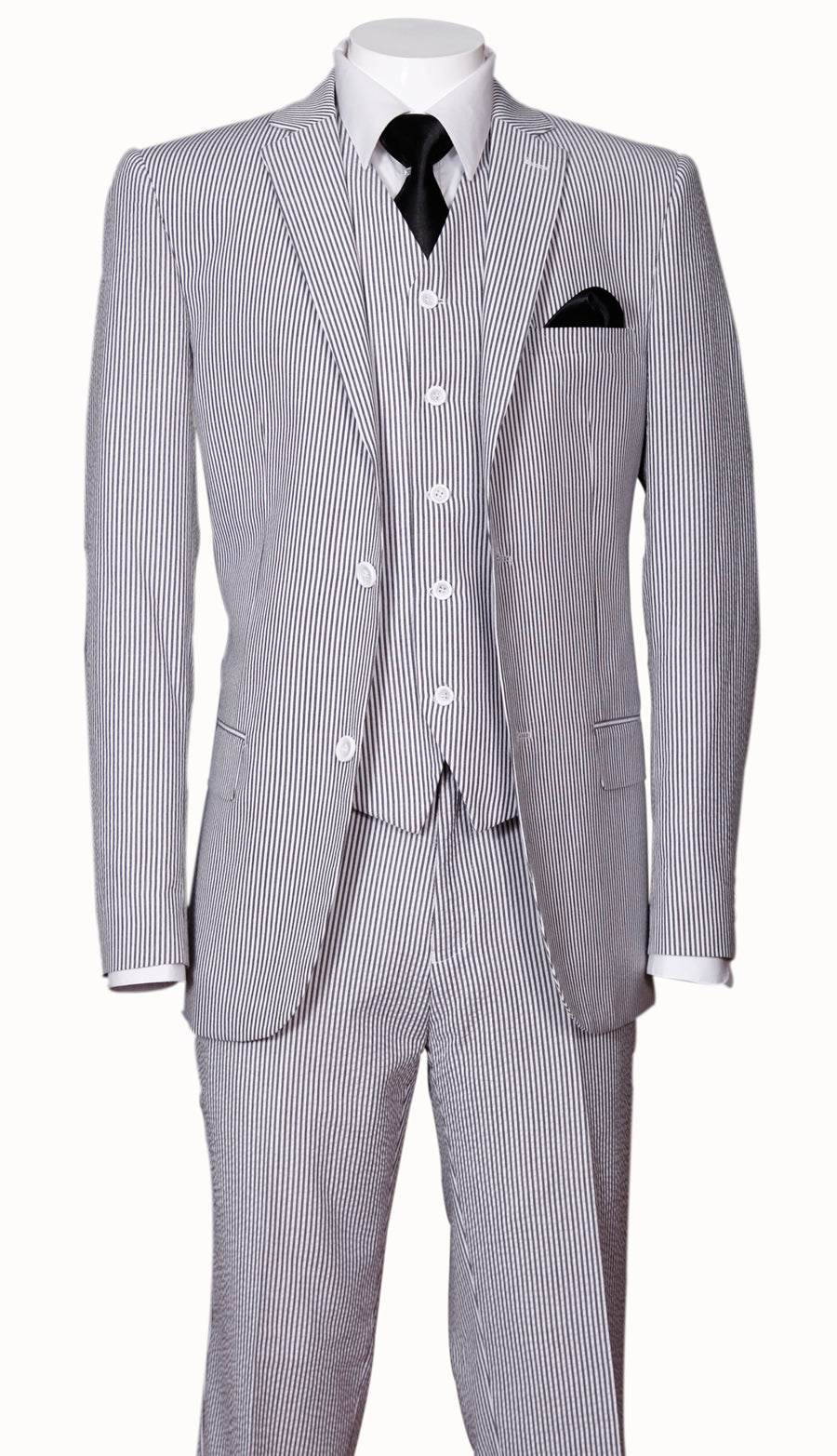 3pc seersucker suit with vest.