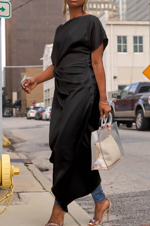 MAXI DRESSES LONG SLEEVE ROUND NECK