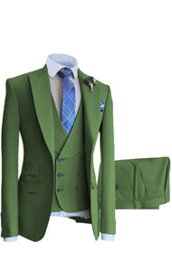 Men's Suit 3 Pieces Slim Fit Formal Prom Tuxedos Jacket for Groomsmen(Blazer+Vest+Pant)