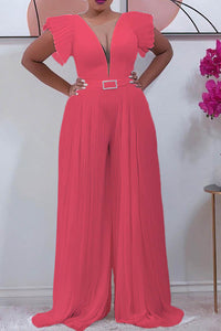 Jumpsuit Sleeveless Solid Color