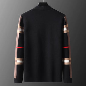 European Designer Autumn Winter luxury men's High-end classic Plaid knitted cardigan sweater casual Jacket Fashion Brand