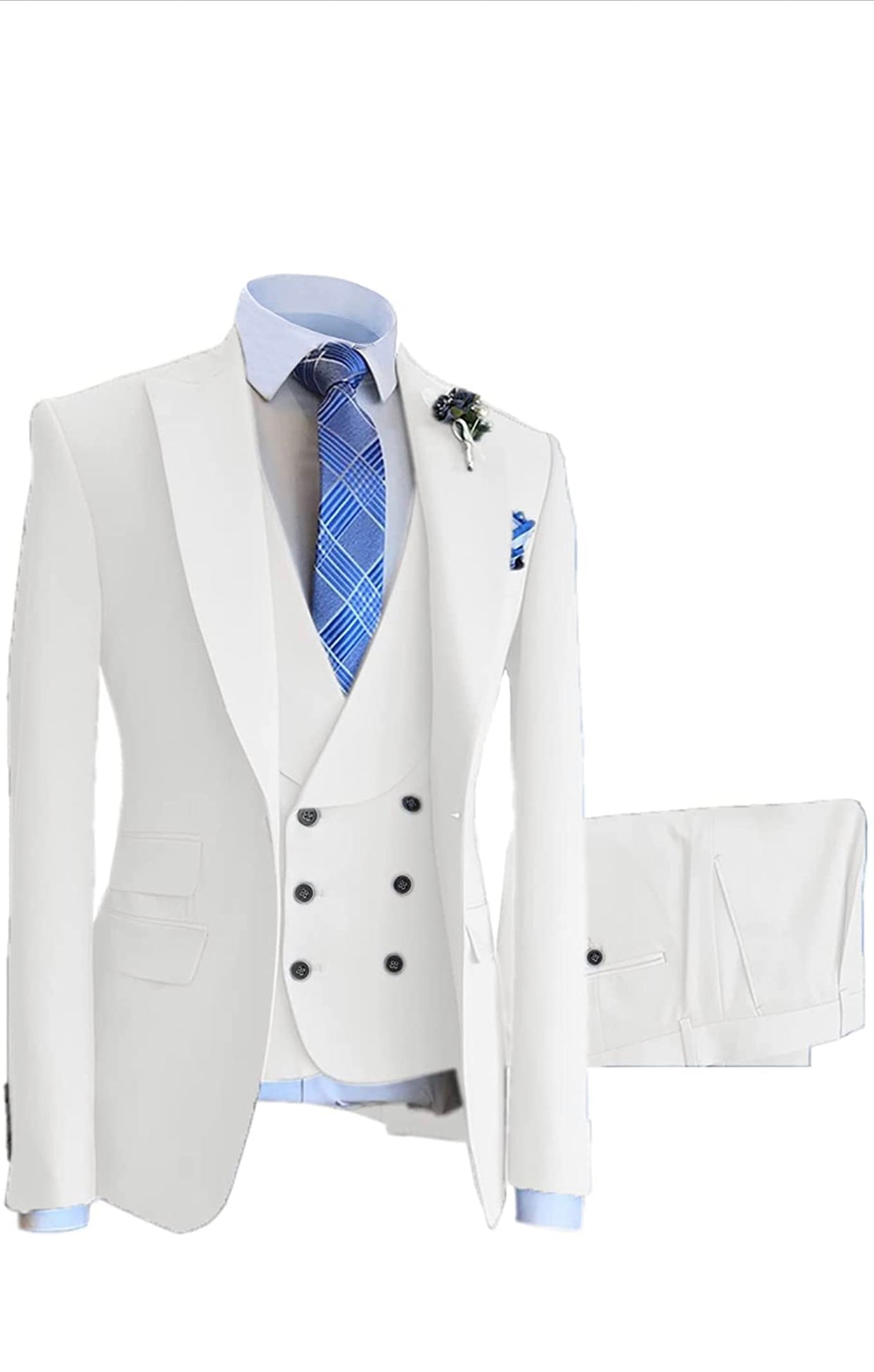 Men's Suit 3 Pieces Slim Fit Formal Prom Tuxedos Jacket for Groomsmen(Blazer+Vest+Pant)