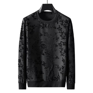 DYXUE Brand 2022 spring autumn new European personalized jacquard flocking sweater men's trend Pullover bottomed long sleeve