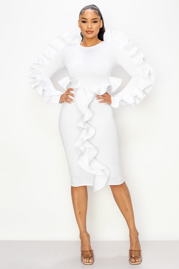 Ruffle MIDI Dress