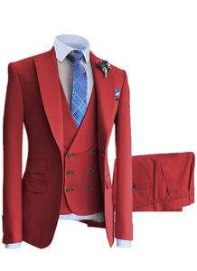 Men's Suit 3 Pieces Slim Fit Formal Prom Tuxedos Jacket for Groomsmen(Blazer+Vest+Pant)