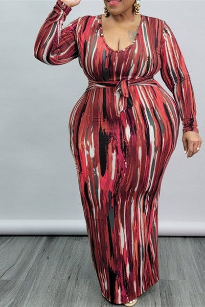 Plus Size Tie Dye Scoop Neck Dress