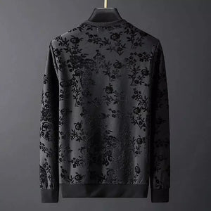 DYXUE Brand 2022 spring autumn new European personalized jacquard flocking sweater men's trend Pullover bottomed long sleeve